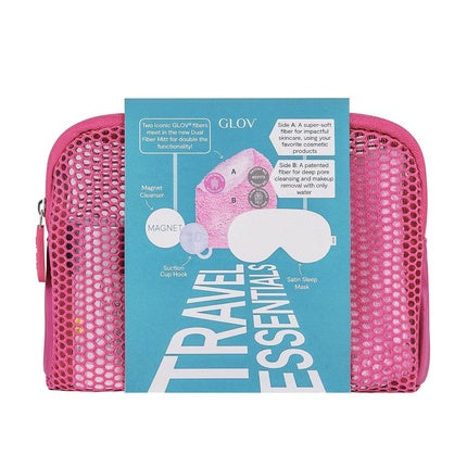 Set curățare față Glov, prosop microfibră roz, mască satin