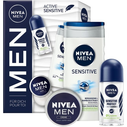 Set cadou Nivea Men Active Sensitive, crema, deodorant, gel de dus
