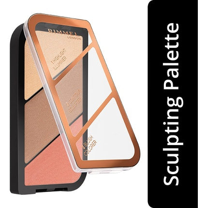 Paleta Highlighter Rimmel Sculpting 3-tone Coral Glow, 18.5g