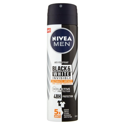 Spray antiperspirant, Nivea, Men, alb şi negru, 150ml