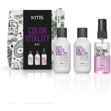 Set îngrijire păr, KMS Color Vitality Travel, 75 ml, alb