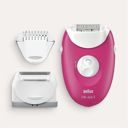 Epilator Braun Silk-épil 3, model 3-410, roz, cu cablu