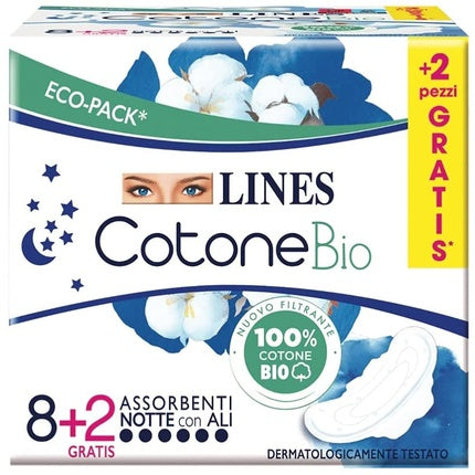 Absorbante de noapte, Cotone, 8+2 bucati