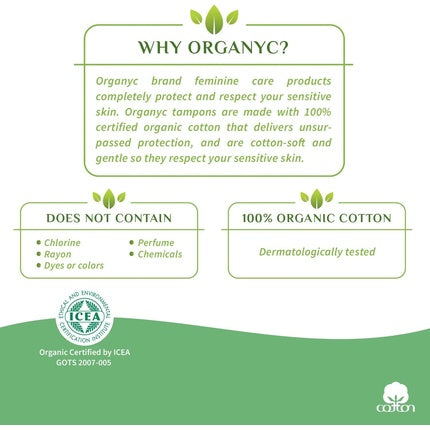 Tampon cu aplicator, Organyc, bumbac organic, super
