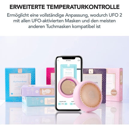 Masca faciala LED, Foreo UFO 2, lumina rosie, negru