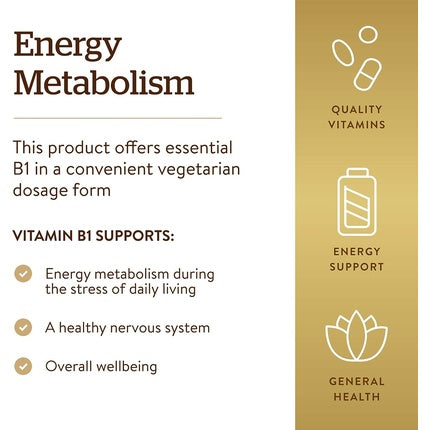 Vitamine, Solgar, B1 500mg, 100 tablete, maro