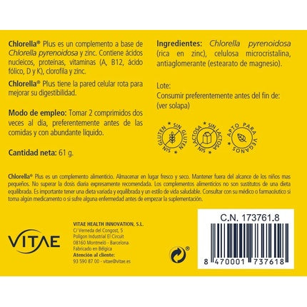 Supliment alimentar, Vitae, Chlorella, 1000mg, 60 comprimate