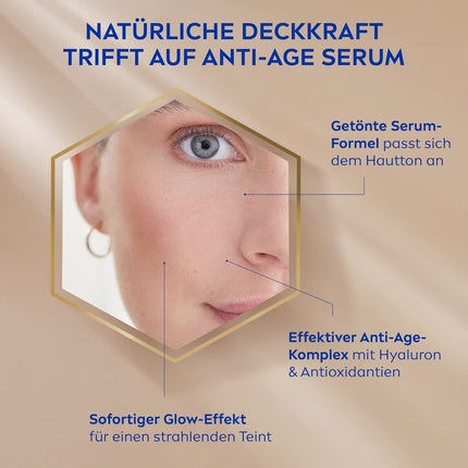 Serum fond de ten, Nivea, Hyaluron 3in1, bej