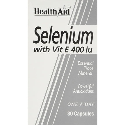 Capsule HealthAid Selenium, cu Vitamina E, 30 buc, alb