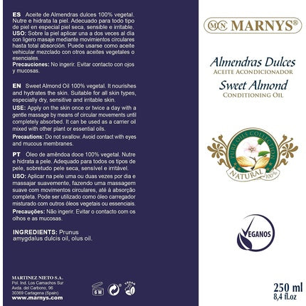 Ulei de corp, Marny's, ulei de migdale dulci, 250ml