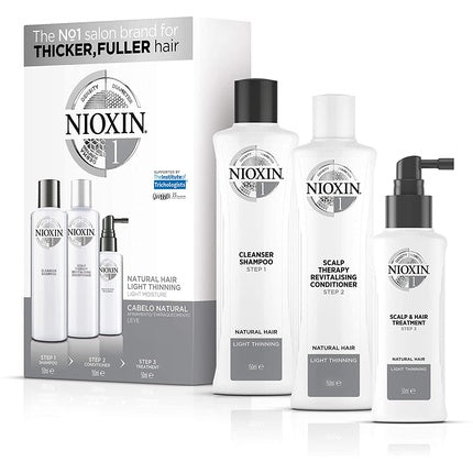 Kit îngrijire păr, Nioxin, System 1, șampon, balsam, tratament