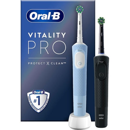 Periuță electrică Oral-B Vitality Pro cu 2 capete, 3 moduri de curățare, negru/albastru