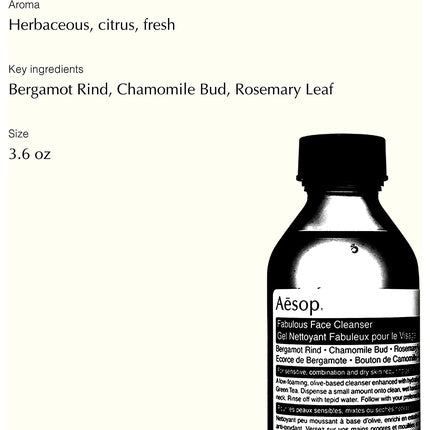 Gel de curățare față, Aesop, Fabulous, 100ml