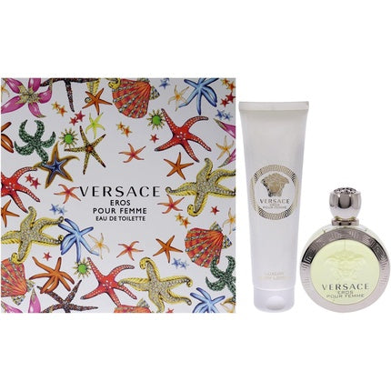 Set cadou 2 piese, Versace, Eros Pour Femme, 3.4oz EDT Spray, 5oz Lotiune de Corp