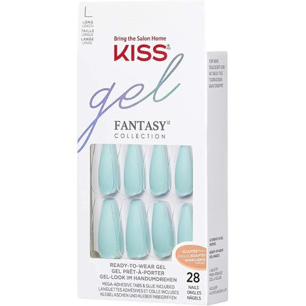 Unghii False, Kiss, Gel Fantasy, Lungime Teal, Set 28 buc