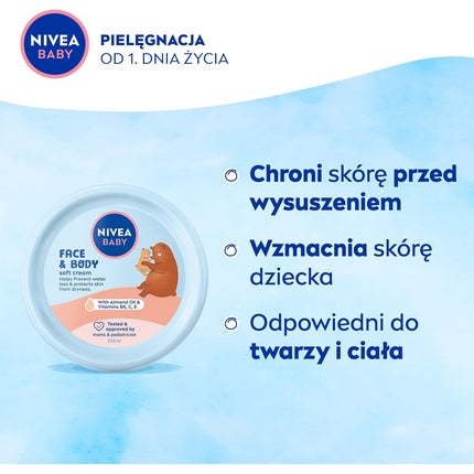 Crema Nivea Baby, față și corp, 200ml, albastru