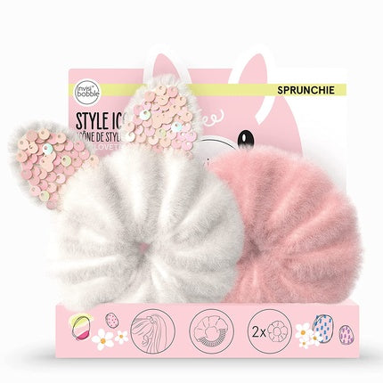 Set elastice par, Invisibobble Scrunchie, urechi iepure, alb roz