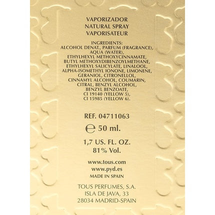 Parfum Eau De Parfum Spray, Tous Gold, 50ml