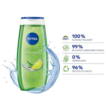 Gel de duș, Nivea, Lemongrass & Oil, verde, 250ml