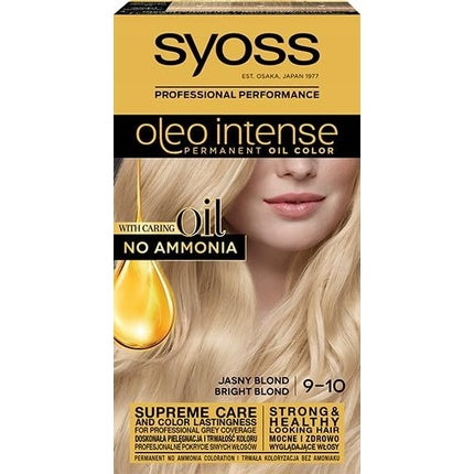 Vopsea păr permanentă, Syoss, Oleo Intense 9-10, blond deschis