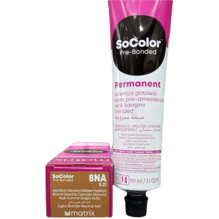 Vopsea Permanentă Păr, Matrix SoColor 8NA Blond Deschis Natural Cenușiu 90ml