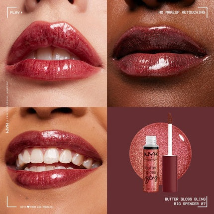 Lip Gloss, NYX, Butter Gloss Bling, roșu sclipitor