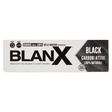 Pasta de dinți, Blanx, Black, albire cu cărbune activ