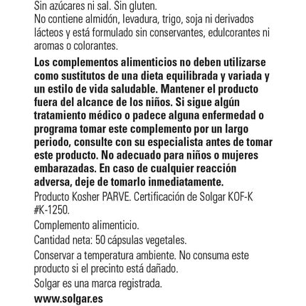 Capsule vegetale, Solgar, L-Tyrosine 500mg, 50 bucăți