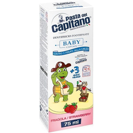 Pastă de dinți baieți, Pasta del Capitano, căpșuni, 75ml, 3+ ani