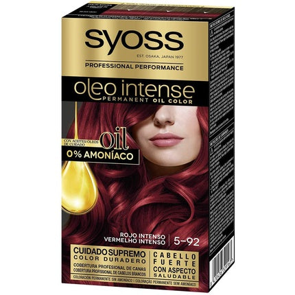 Vopsea de păr permanentă, Syoss, Oleo Intense 5-92 Roșu Intens