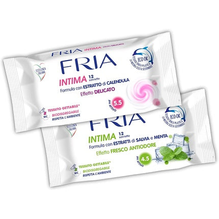 Șervețele intime, Fria, biodegradabile, 12 bucăți