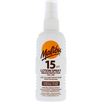 Loțiune spray SPF 15 Malibu, extract unt de shea, 100 ml