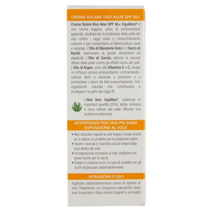 Cremă solară față, Equilibra, Aloe Anti-Age SPF50+, 75ml
