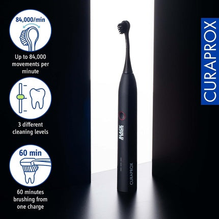 Periuță electrică, Curaprox, Black is White, negru