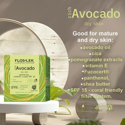 Cremă de zi Floslek, avocado, SPF 15, 50ml