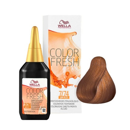 Vopsea păr, Wella, Color Fresh 7/74, blond mediu maro-roșcat, 75ml