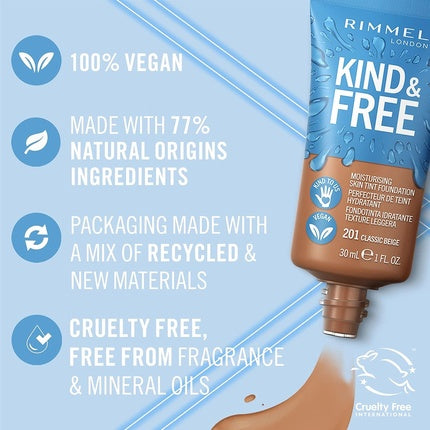 Fond De Ten, Rimmel, Kind & Free, 201 Classic Beige, 30ml
