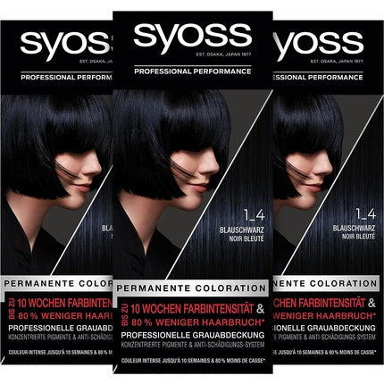 Vopsea de păr, Syoss, Permanentă, 1.4 Albastru Negru