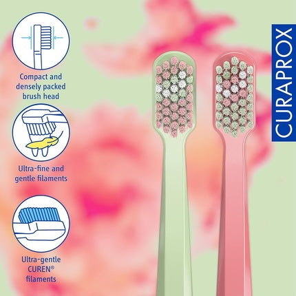 Periuta dinti Curaprox CS 5460 Duo, verde si roz