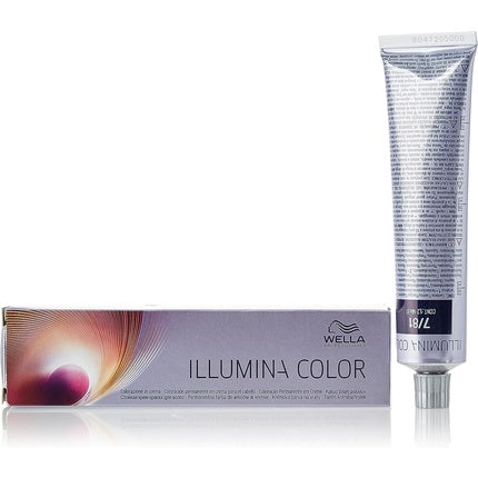 Vopsea de păr, Wella, Illumina Color 7/81, blond cenușiu perlat mediu