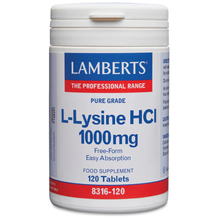 Supliment alimentar, Lamberts, L-Lysine HCI 1000mg, 120 capsule