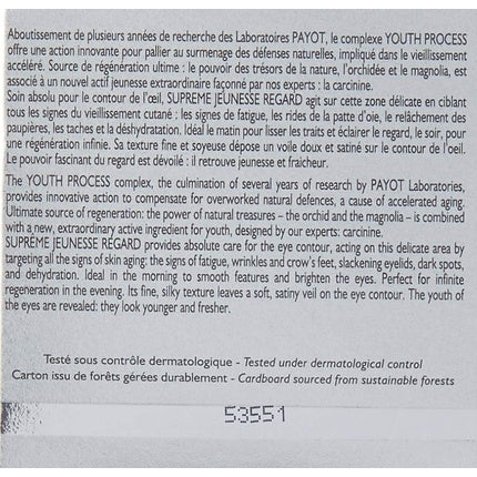 Cremă Contur Ochi, Payot, Suprême Jeunesse, argintiu 15ml