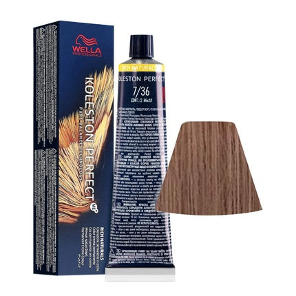 Vopsea de par, Wella, Koleston Perfect Me+ 7/36, Blond Mediu Auriu Violet, 60ml