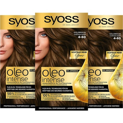 Vopsea de păr, Syoss, Oleo Intense 4-60, șaten auriu