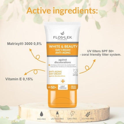 Cremă de zi Floslek, White & Beauty, SPF 50, 50 ml