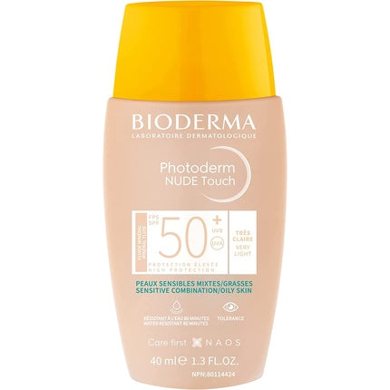 Cremă pentru protecție solară, Bioderma Photoderm NUDE Touch Mineral SPF 50+, Dark