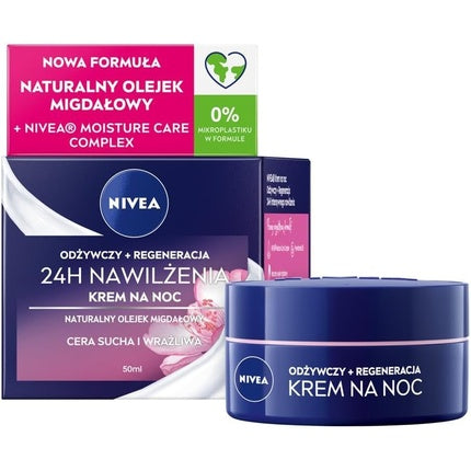 Cremă de noapte, Nivea, 24h Moisture nourishing, 50ml