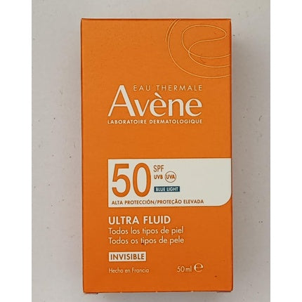 Fluide de protecție solară, Avène, Invisible Ultra Fluid SPF 50+, 50ml