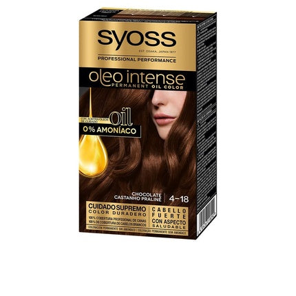 Vopsea permanentă de păr, Syoss, Oleo Intense 4-18, ciocolatiu