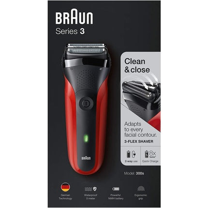 Aparat de ras electric, Braun, 300S, negru roșu
